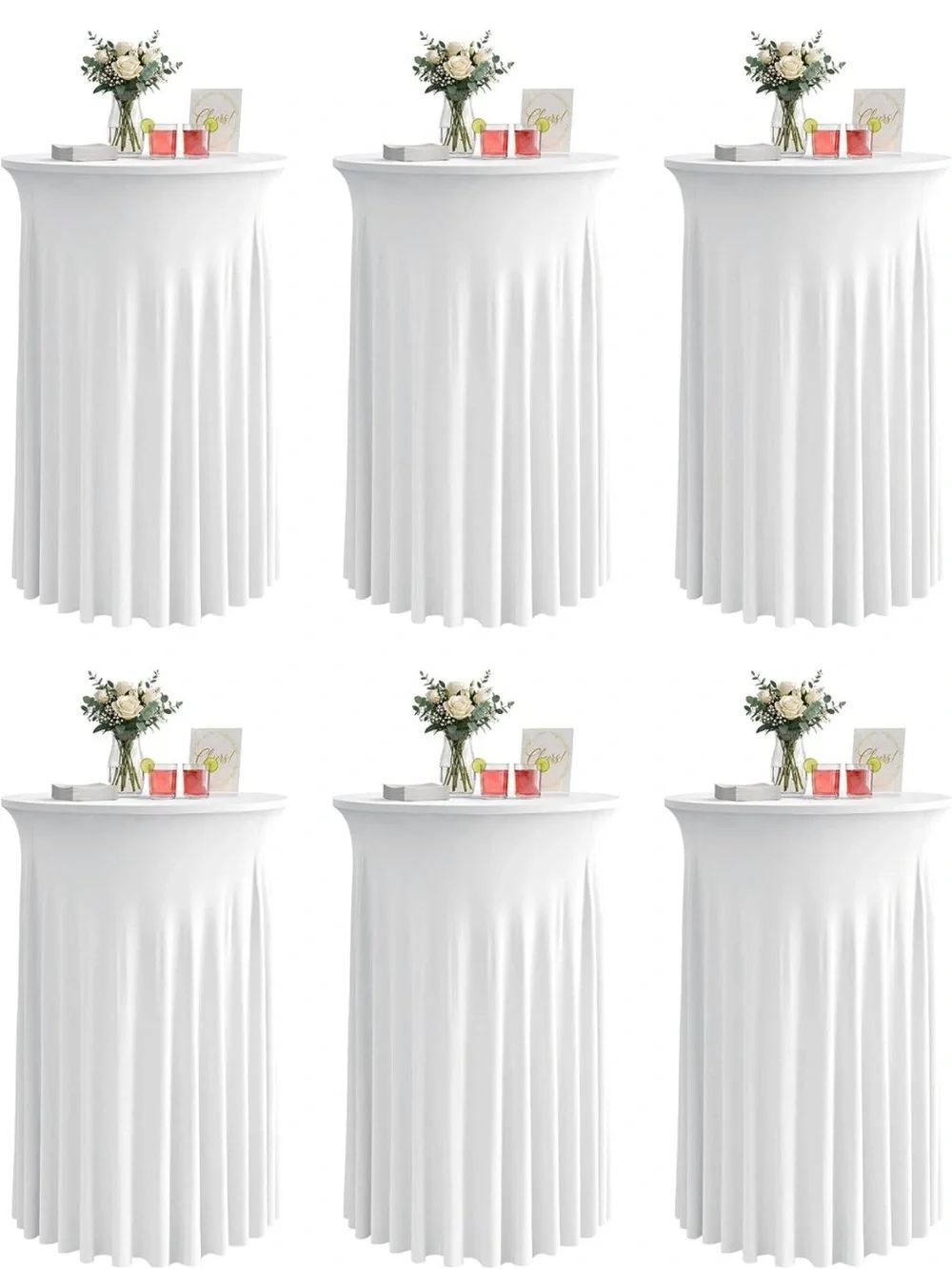 White Stretch Cocktail Table Cover for Home Parties